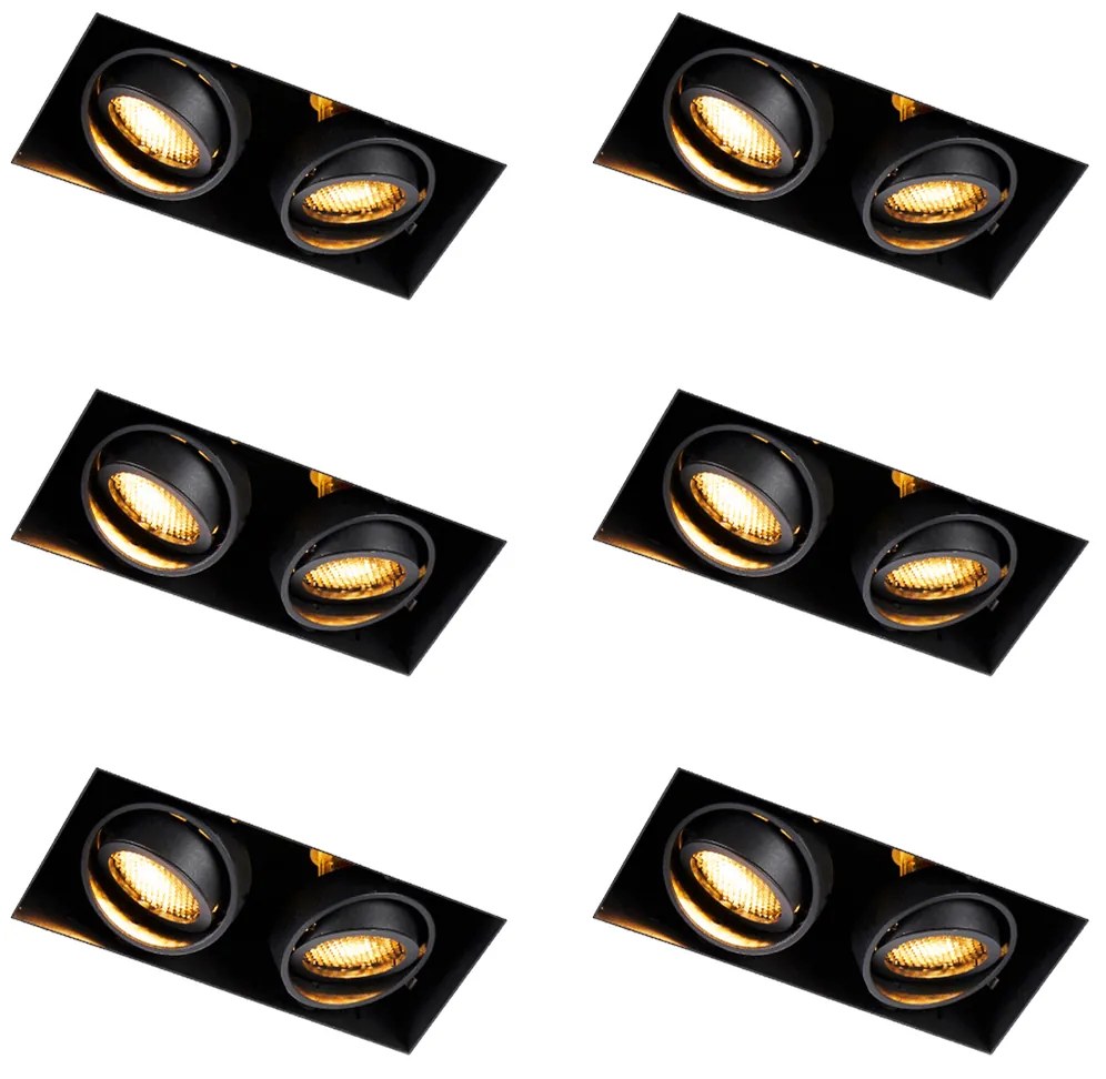 Conjunto de 6 focos embutidos pretos ajustáveis sem aro 2 luzes - Oneon Honey