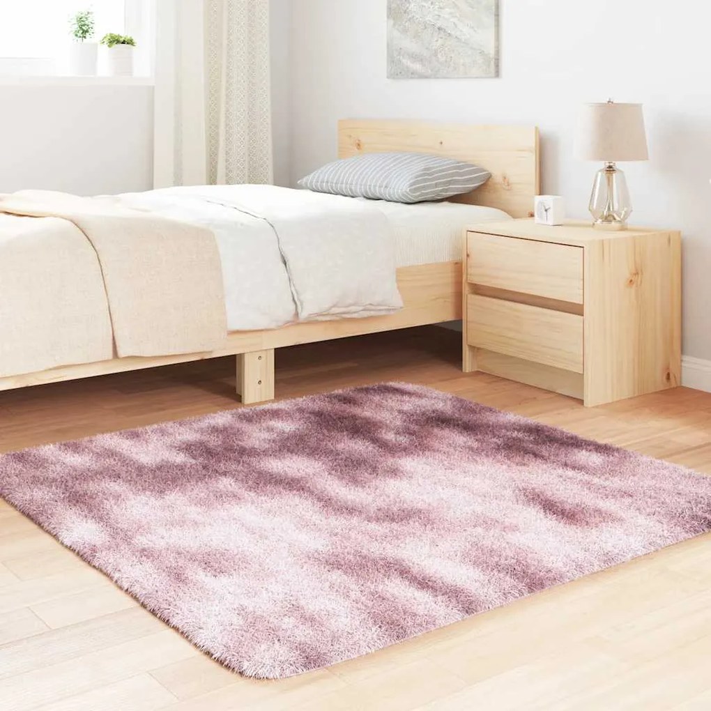 Tapete shaggy de pelo alto NAVARRA 120x120 cm rosa empoeirado