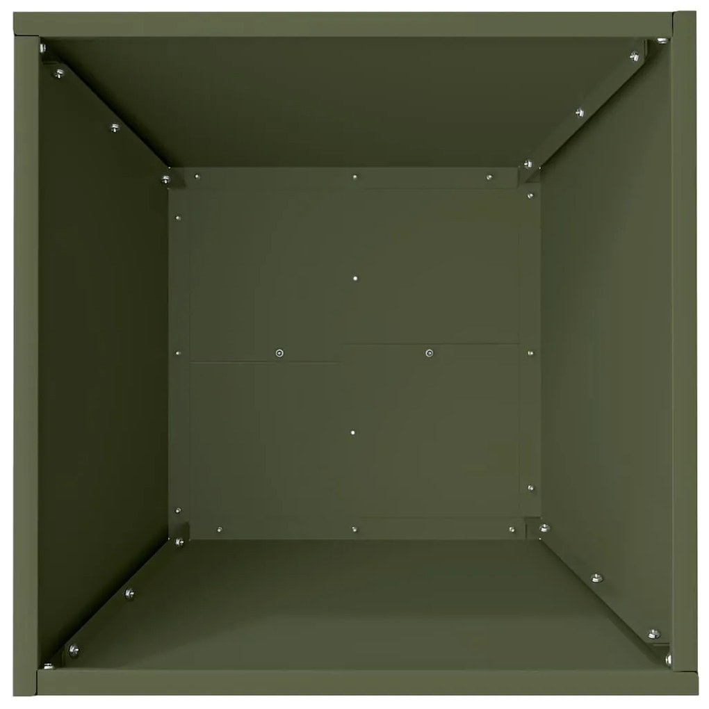Plantador em Forma de Tigela da Verde-Azeitao 40x40x15 cm em Aço
