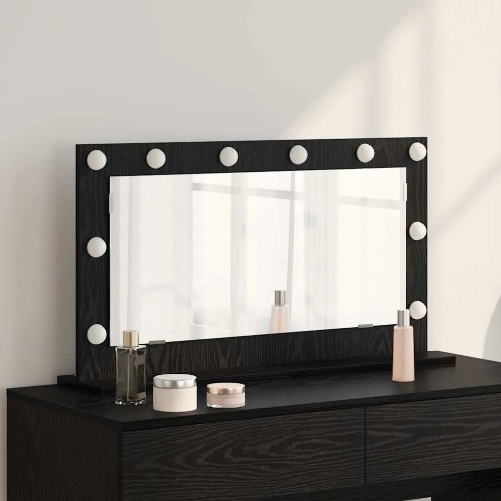 Espelho de Vanity com Luzes LED Carvalho Preto 80x45x18 cm