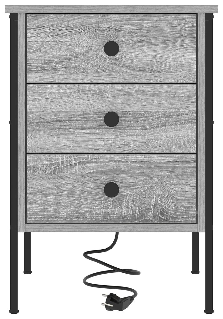 Armário de Cabeceira com gaveta Sonoma cinzento 42 x 41 x 61 cm