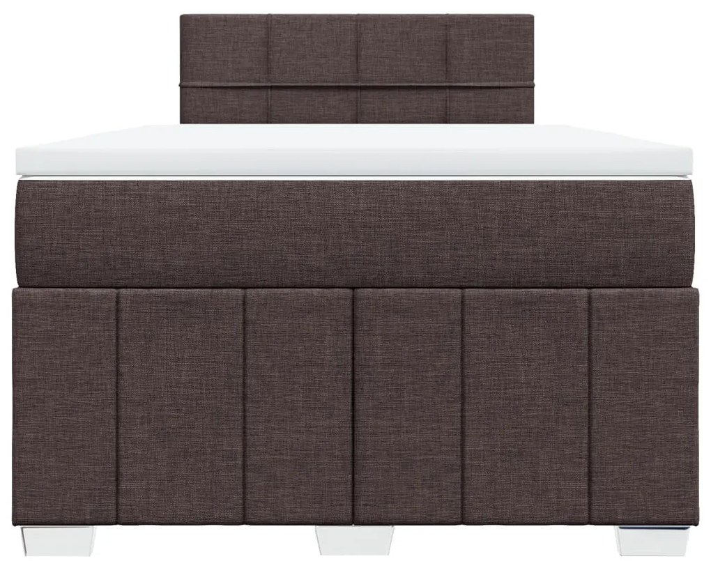Cama boxspring com colchão 120x190 cm tecido castanho-escuro