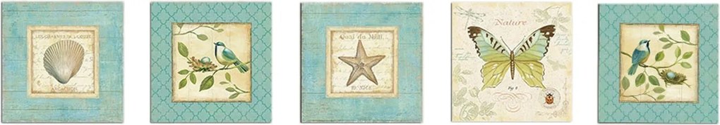 Pintura Decorativa em MDF UTB096 – Azul, Creme e Verde – 15 x 15 cm (5