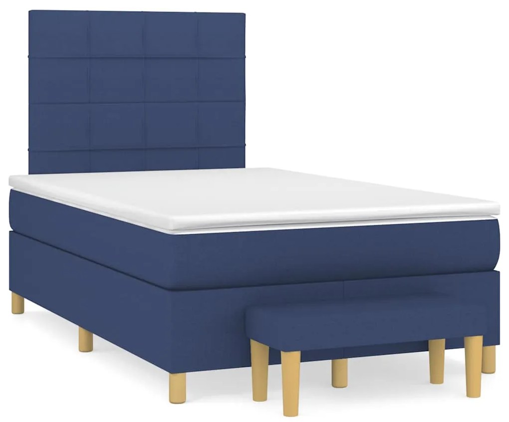 Cama boxspring com colchão 120x190 cm tecido azul