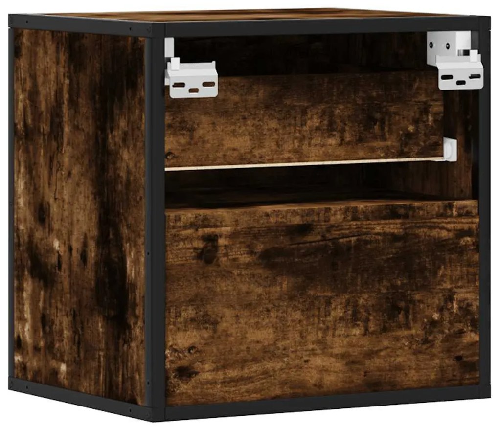 Mesa de cabeceira de parede 40x31x39,5 cm carvalho fumado