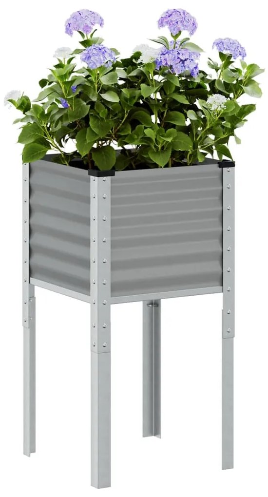 Vaso/floreira de jardim 45x45x88 cm aço cinzento