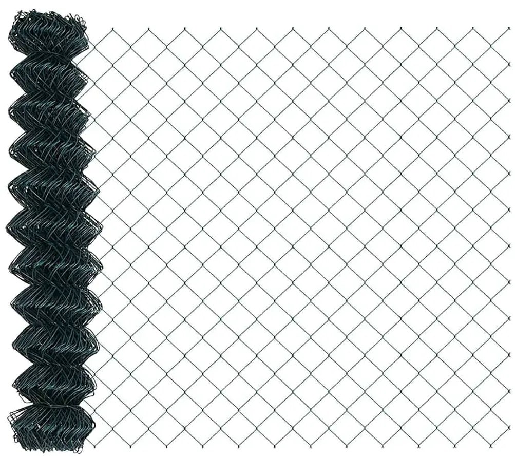 Conjunto de Postes de Cerca Verde 1.4 x 25 m Aço Galvanizado