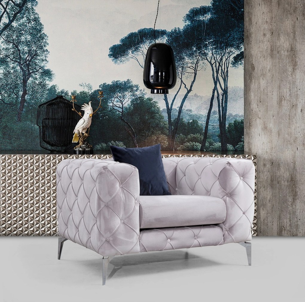 Cadeirão Wing Como – Cinzento Claro – 108x70x90 cm