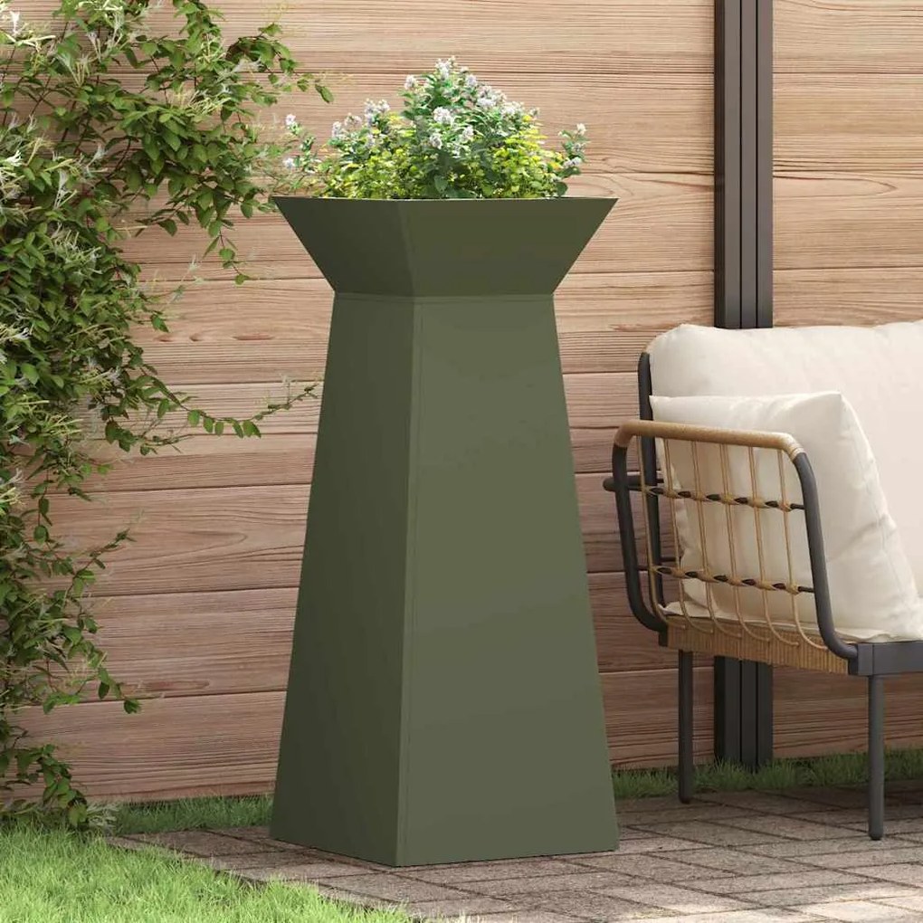 vidaXL Vaso de Pilar 2 pcs Verde-azeitona 40 x 40 x 100 cm