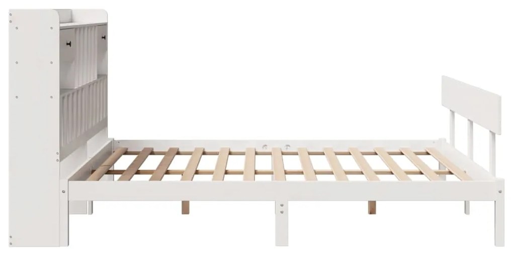 Cama com estante sem colchão 180x200 cm pinho maciço branco