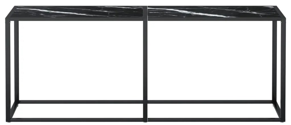 Mesa consola mármore preto 200x35x75,5 cm vidro temperado