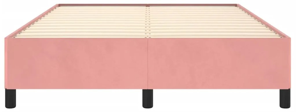 Estrutura de cama 140x200 cm veludo rosa