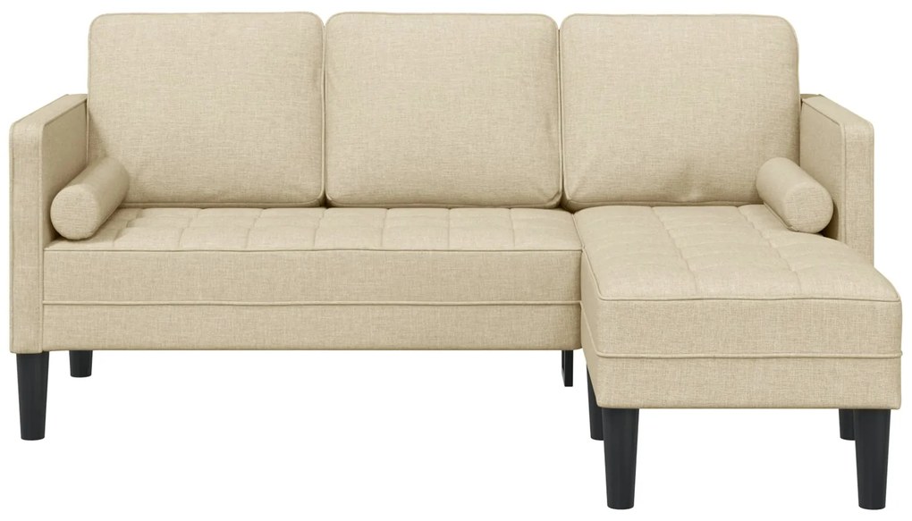 Sofá L de 3 Lugares vidaXL Creme 160 cm em Tecido