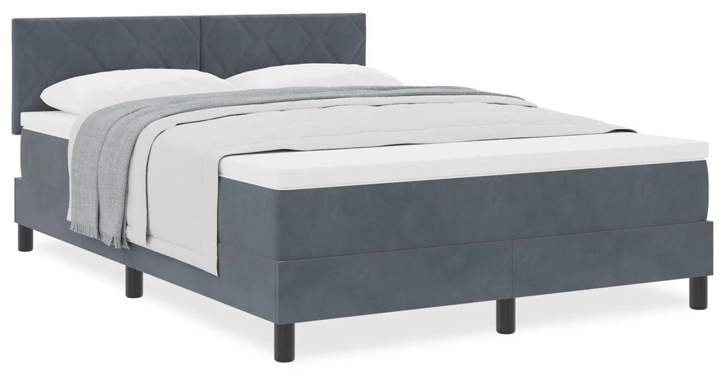 Cama Box com Colchão vidaXL Cinza Escuro 140x200 cm Veludo