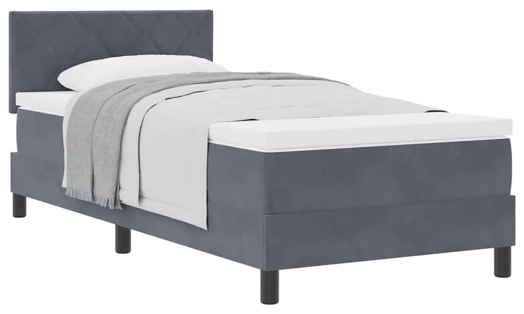 Cama com Estrado e Colchão vidaXL Cinza Escuro Solteiro Veludo
