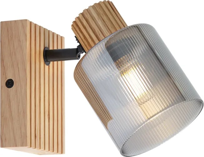 Foco Inteligente Madeira com Vidro Fumado Rotativo e Inclinável Incl. Wifi G45 - Gracy