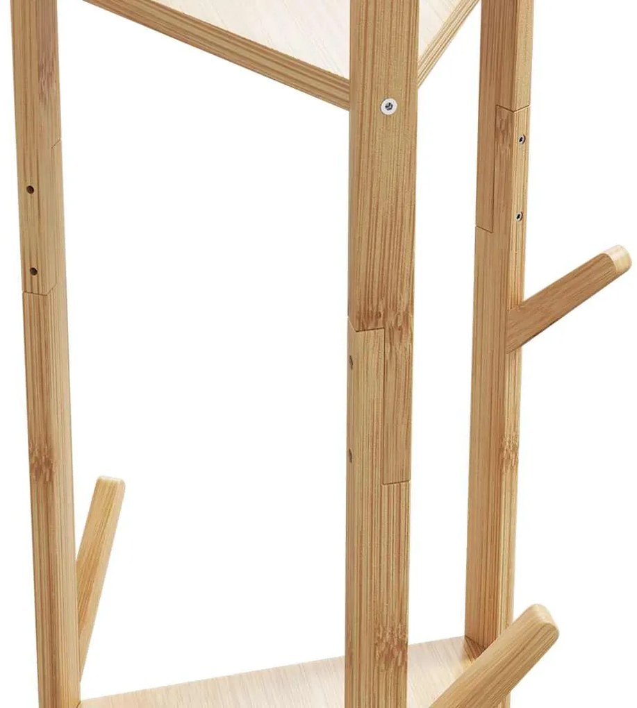 Cabide com ganchos e prateleiras 39x33x166 cm bambu