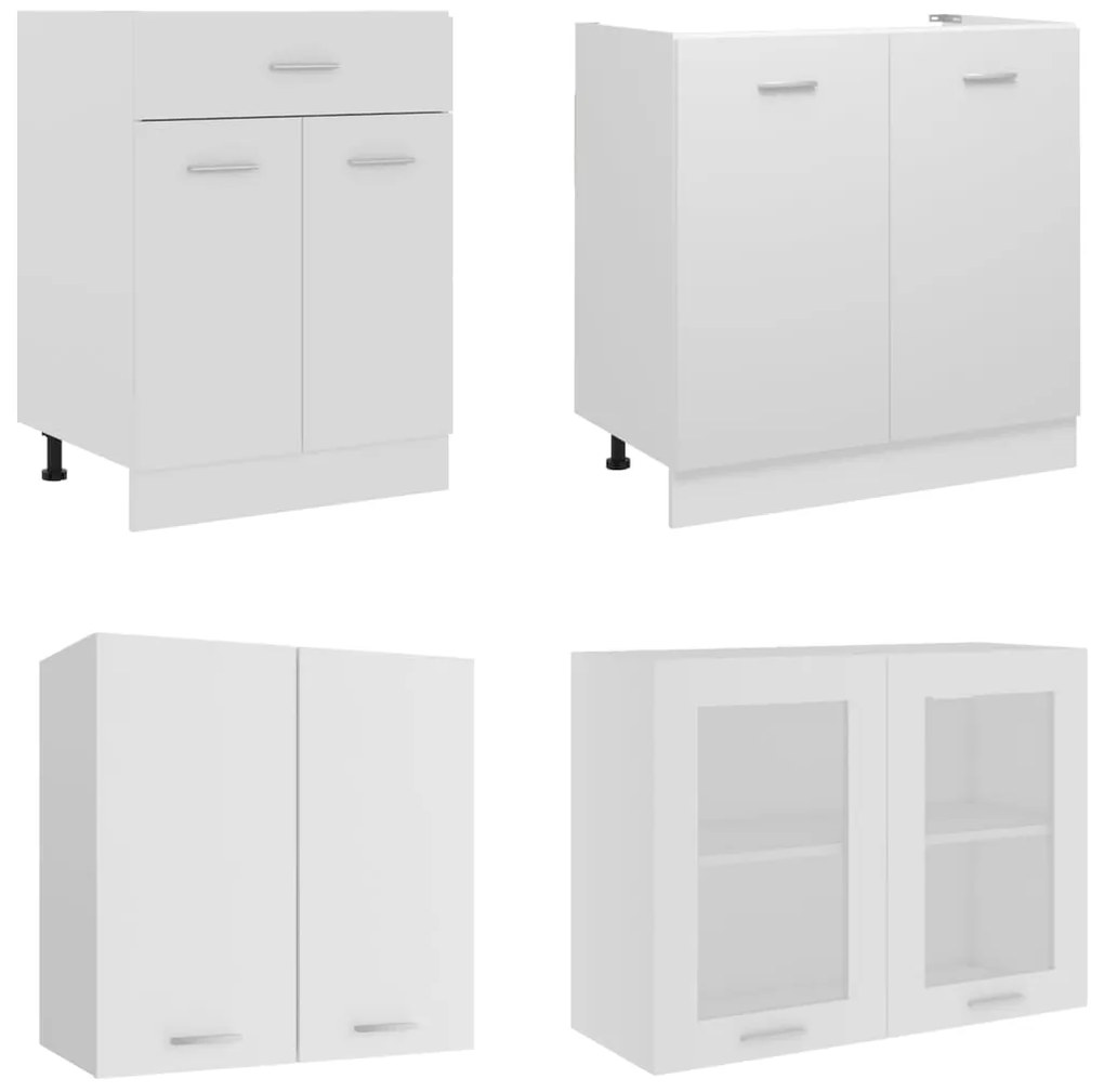 4 pcs conjunto armários de cozinha contraplacado branco