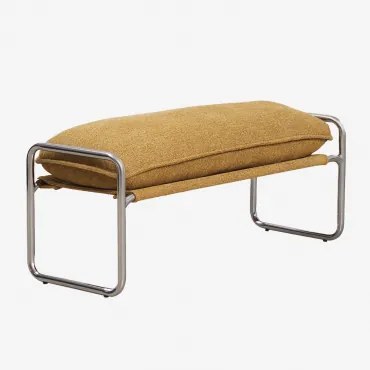 Banco 110 Cm Estofado Matilda Bouclé Amarelo Mel - Sklum