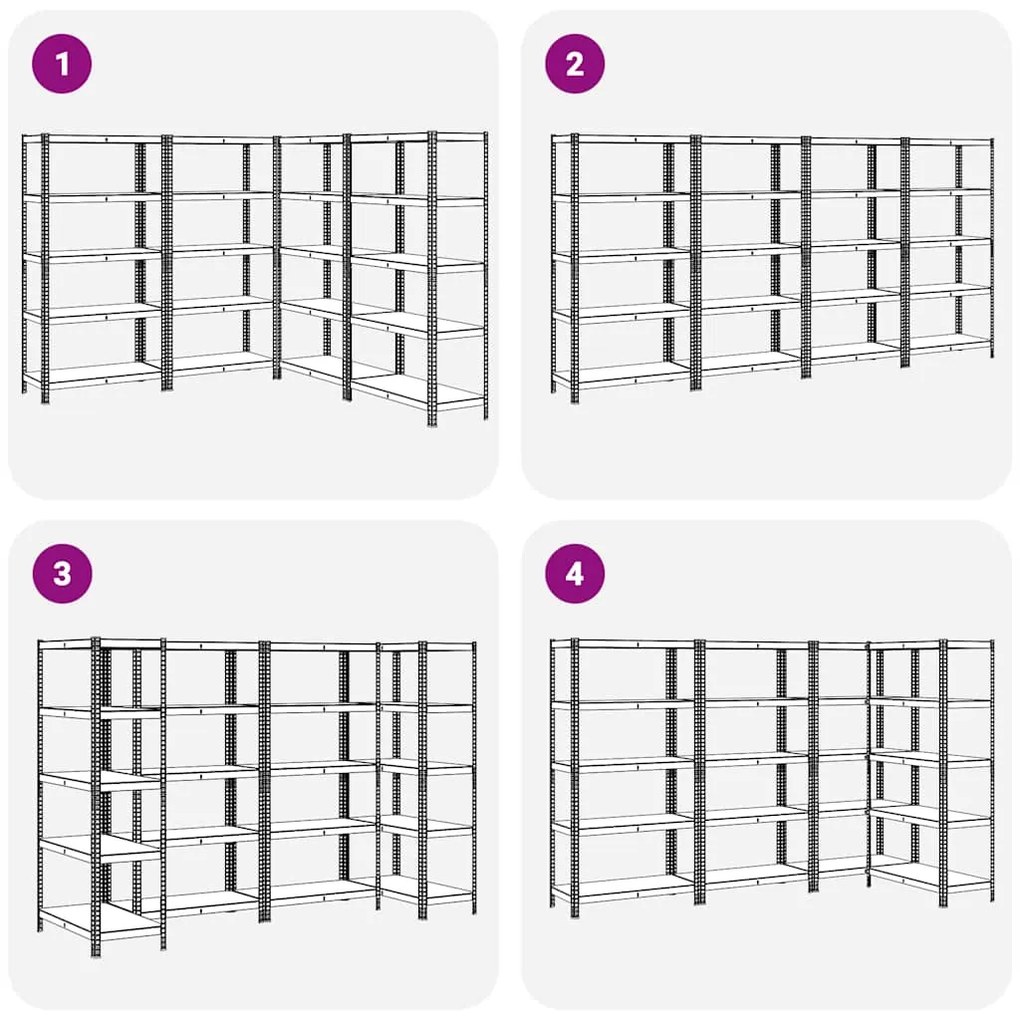 Prateleiras de armazenamento de 5 camadas 4 pcs aço antracite