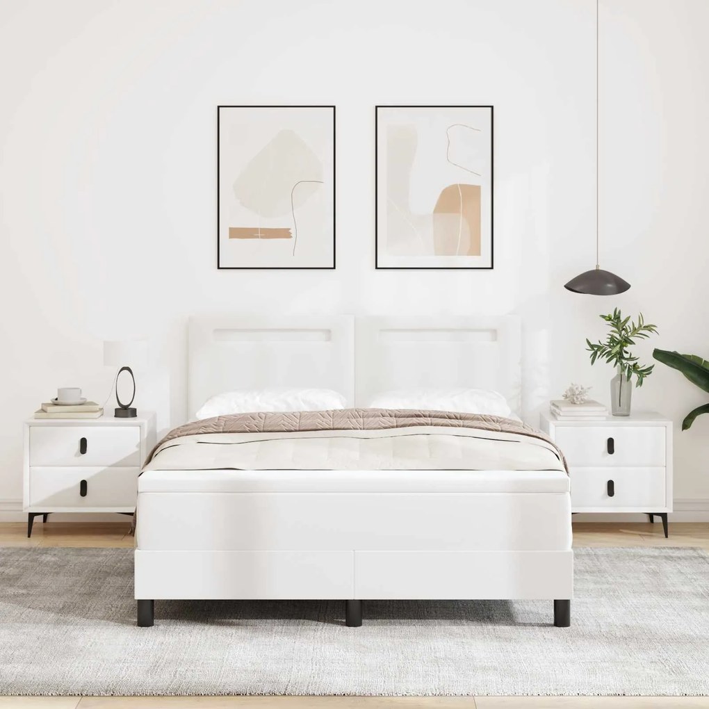 vidaXL Cama Box com colchão Branco 160 x 200 cm Couro sintético