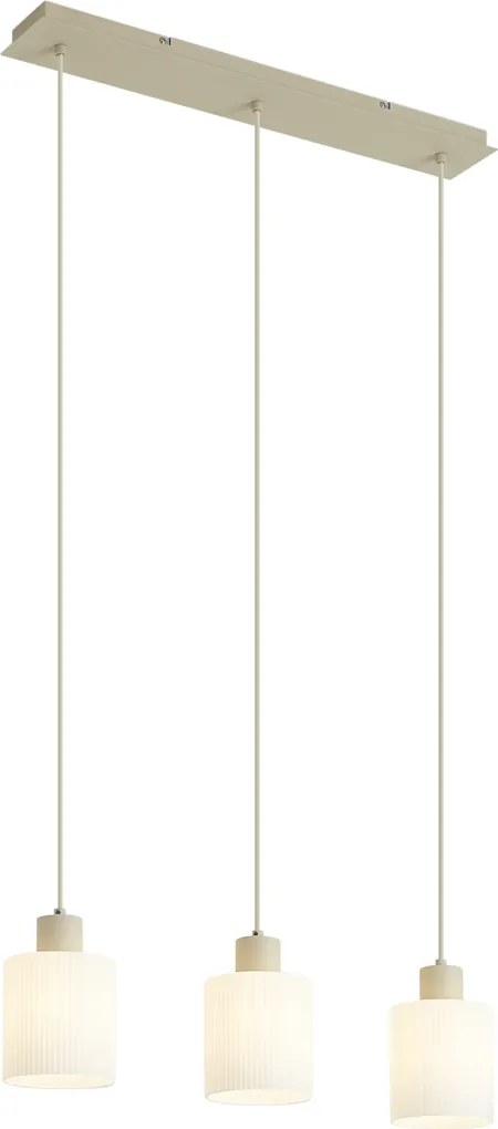 Candeeiro suspenso escandinavo bege com vidro branco 3 luzes - Wisp