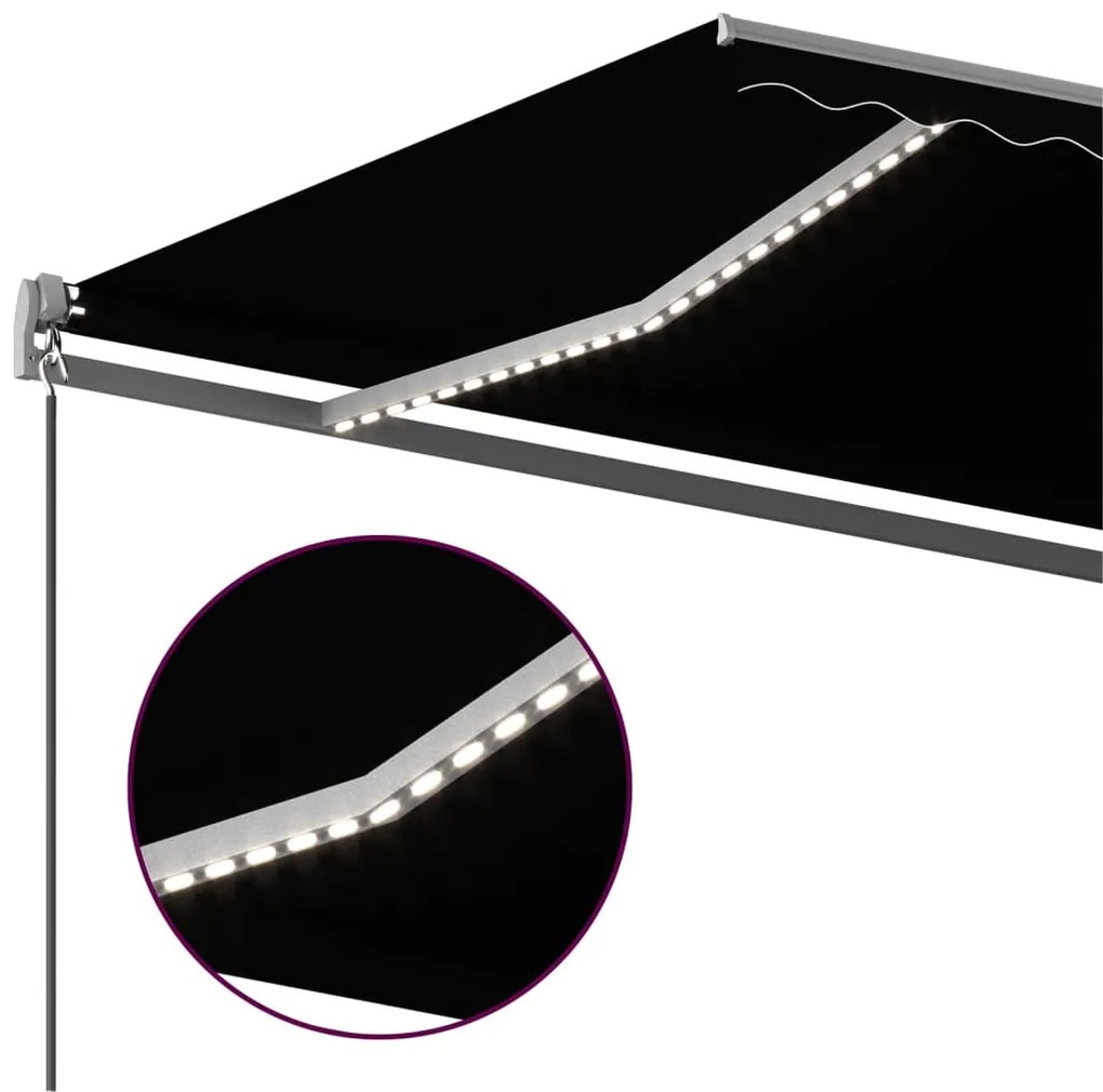 Toldo automático com LED e sensor de vento 500x350 cm antracite