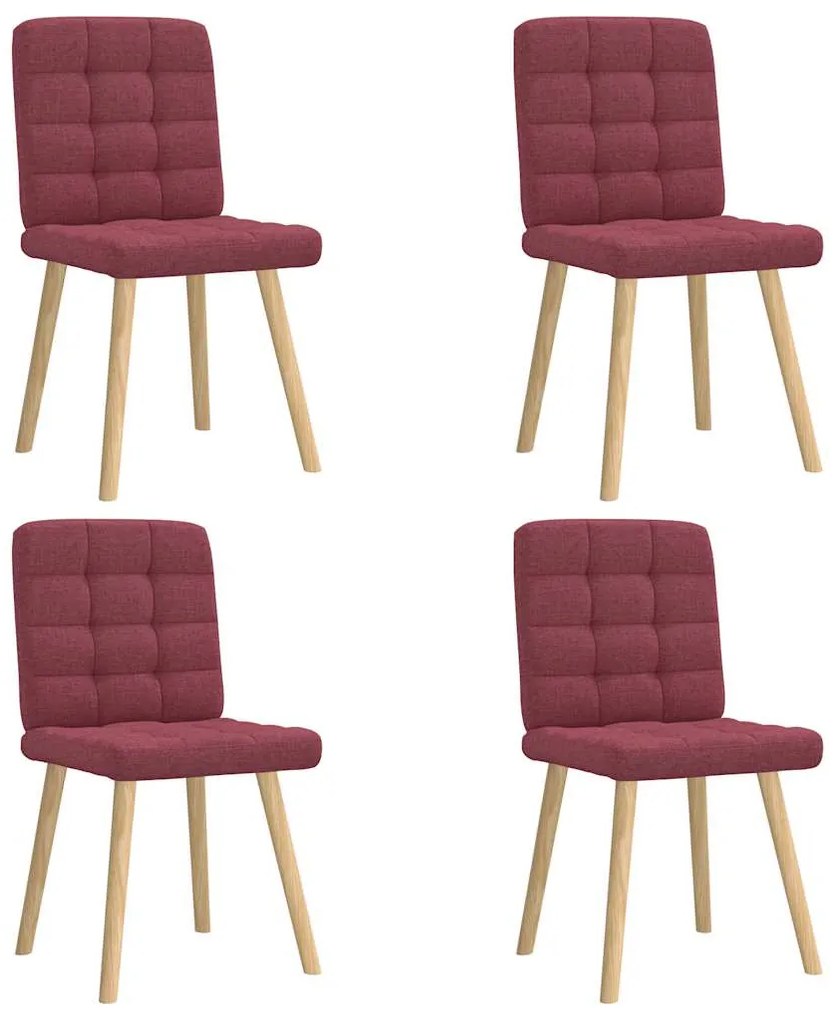 Cadeiras de jantar 4 pcs tecido vermelho tinto