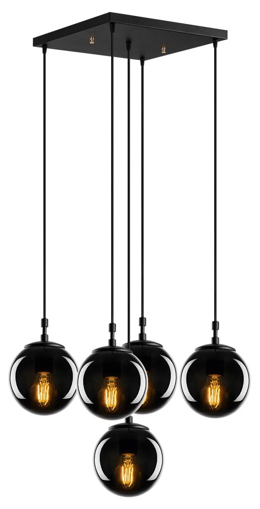 Candeeiro de Teto Efe – Preto Fumado – 65 x 65 cm
