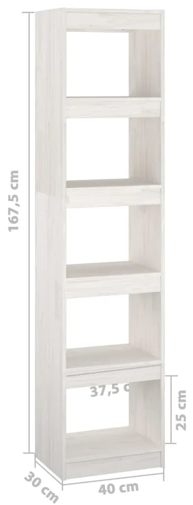 Estante/divisória 40x30x167,5 cm pinho maciço branco