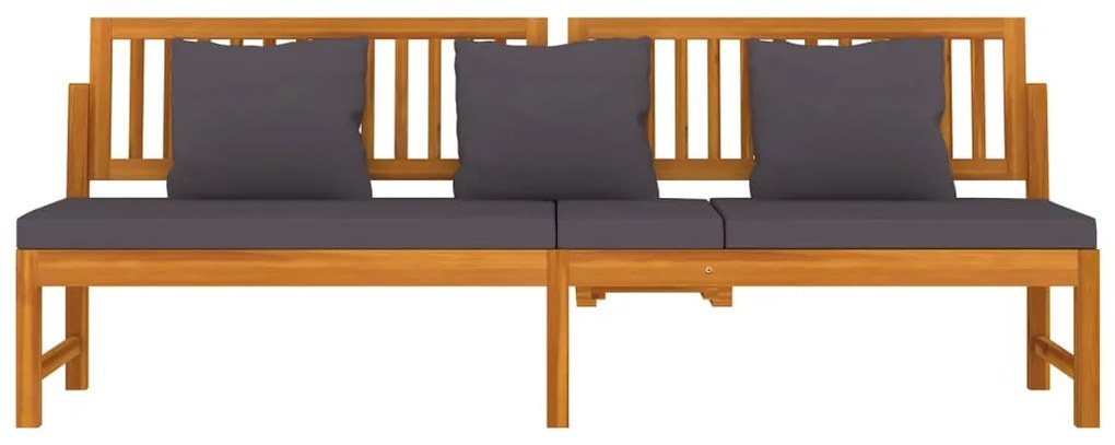 Sofá-cama com almofadão 200x60x75 cm pinho maciço cinza