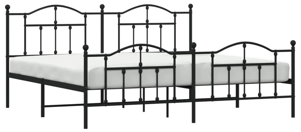 Estrutura de cama com cabeceira e pés 200x200 cm metal preto