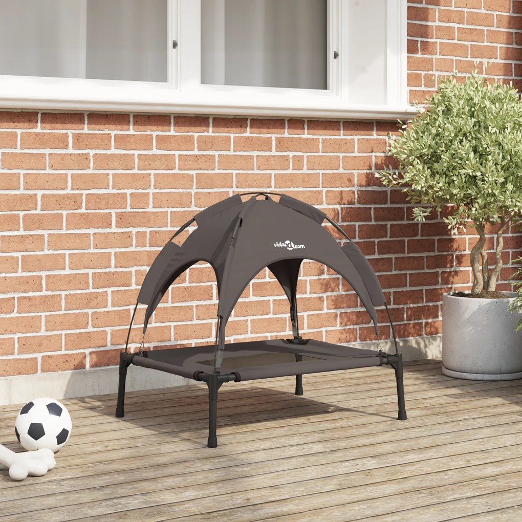 vidaXL Cama Elevada para Cão com Cobertura Removível Castanha S Aço