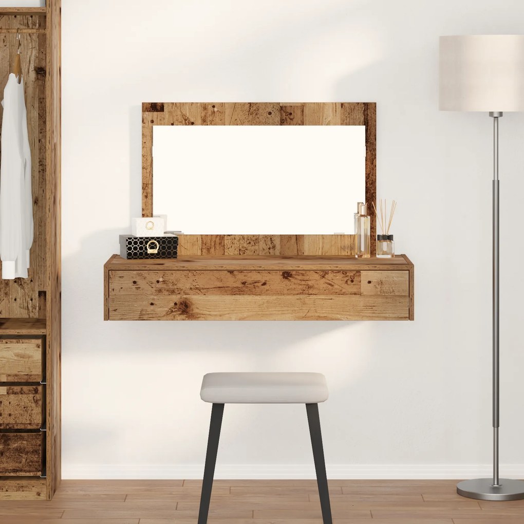 vidaXL Mesa de Cabeleireiro Suspensa - Madeira Vintage - 100x40x70 cm