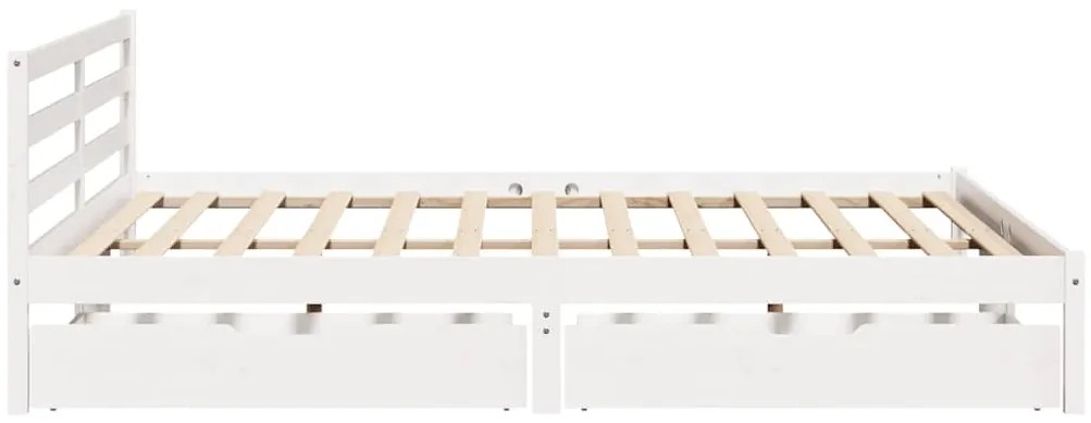 Cama sem colchão 200x200 cm madeira de pinho maciça branco