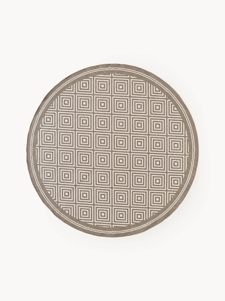 Tapete redondo reversível para interior e exterior com padrão de losangos Reddy