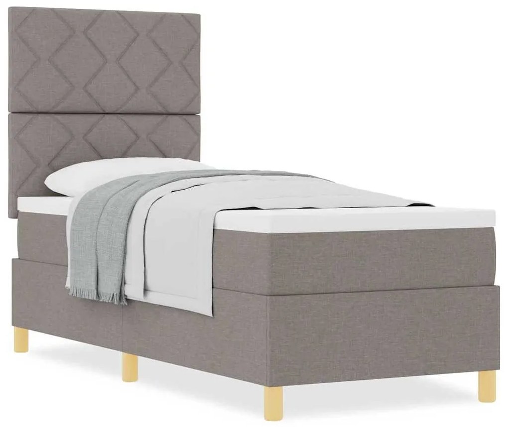 Cama Box Spring com Colchão Taupe 80x200 cm Tecido
