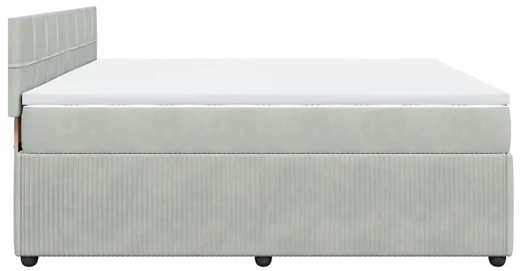 Cama com molas/colchão 180x200 cm veludo cinzento-claro