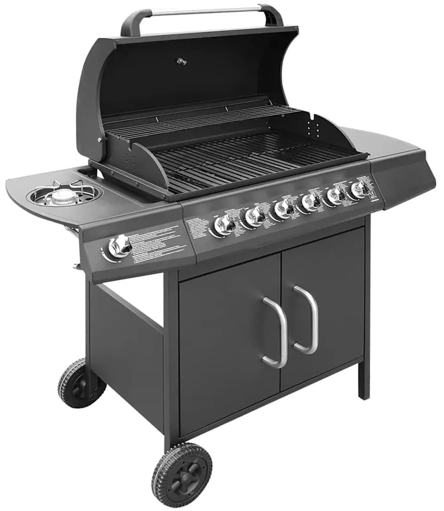 Grelhador/barbecue a gás 6+1 queimadores preto