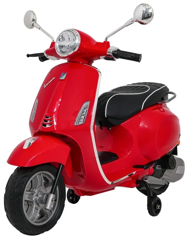 Vespa eletrica para crianças 12V ROMA, Rodas Espuma EVA, assento couro ecológico Vermelha
