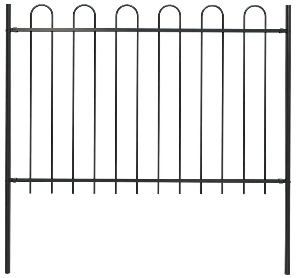 vidaXL Cerca de jardim com arco superior em aço 181x120 cm preta