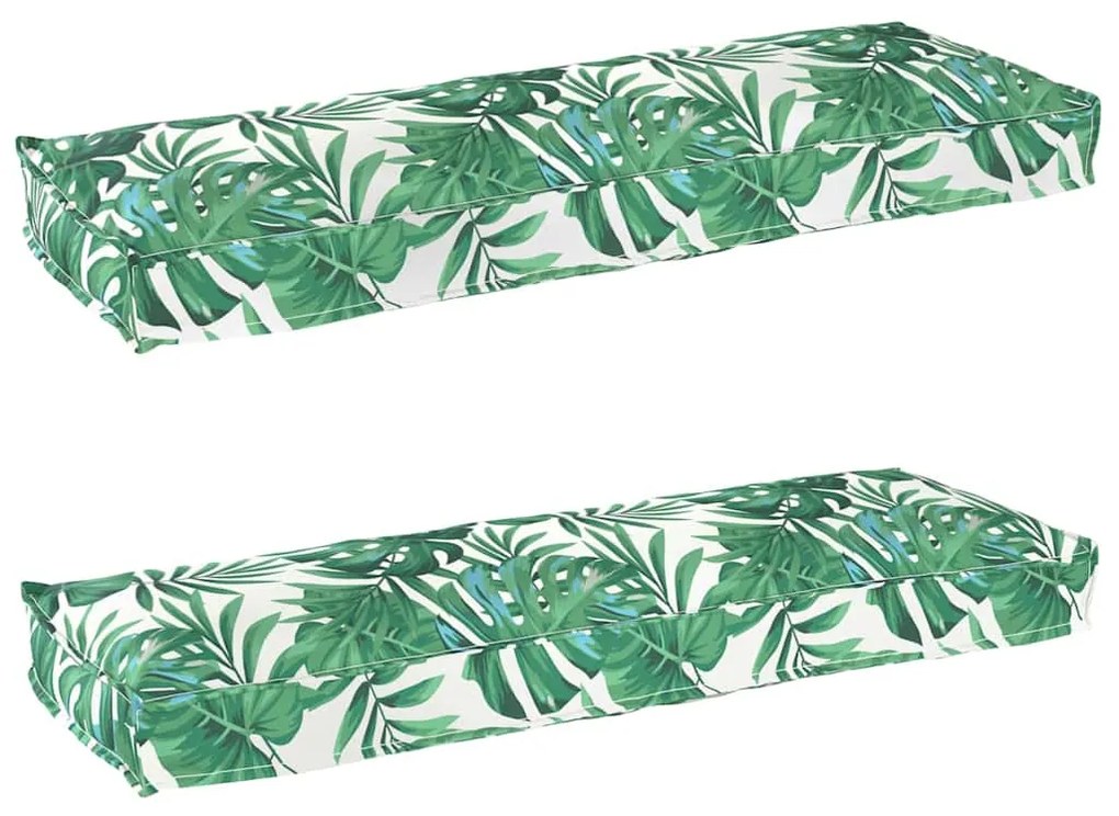 vidaXL Almofadas para Palete para Banco 2 pcs Padrão de Folha 120x40x8 cm Tecido Oxford