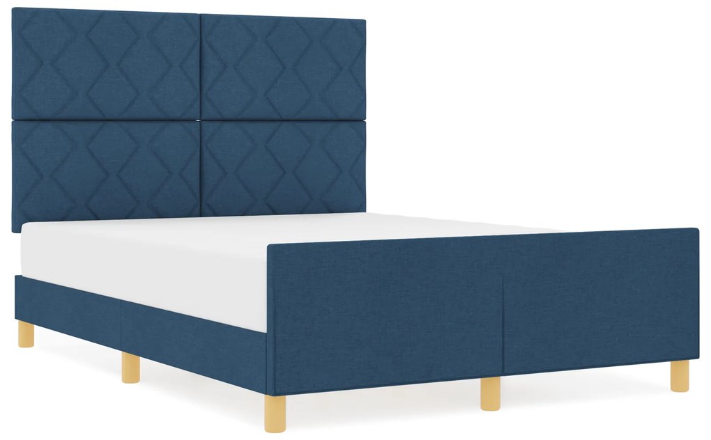 Estrutura de Cama vidaXL Azul 140x190 cm Tecido