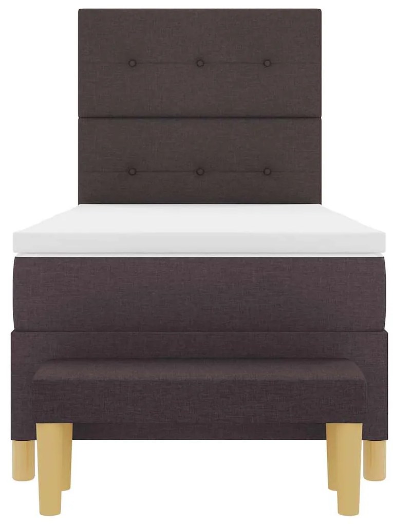 Cama Box com Colchão e Banco vidaXL Marrom Escuro 100x200 cm Tecido
