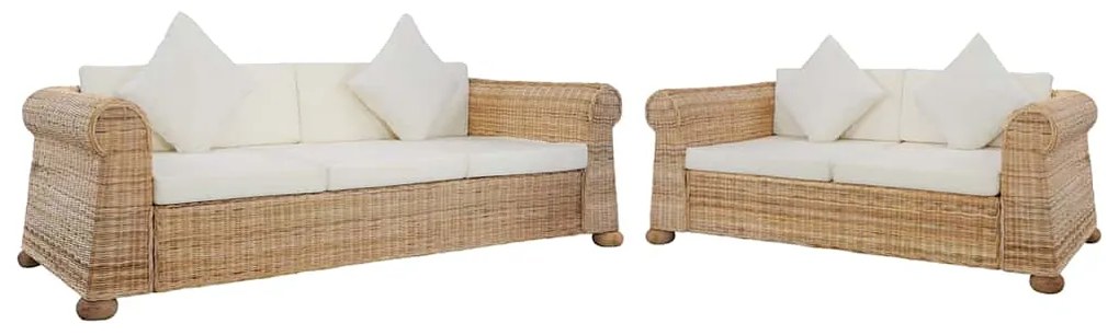 vidaXL 2 pcs conjunto de sofás com almofadões vime natural