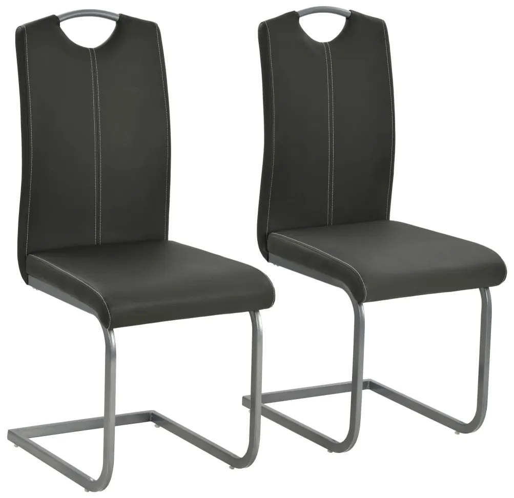 vidaXL Cadeiras de jantar cantilever 2 pcs couro artificial cinzento