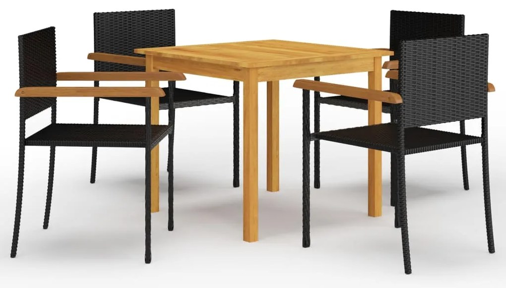 vidaXL 5 pcs conjunto de jantar para jardim preto