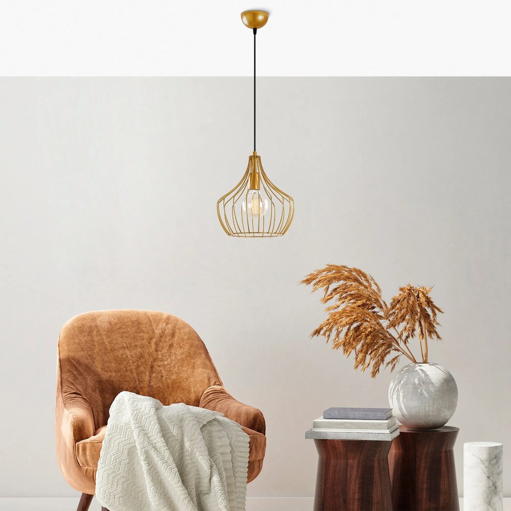 Candeeiro de Teto Mezopotamya – Dourado – 27 cm x 126 cm