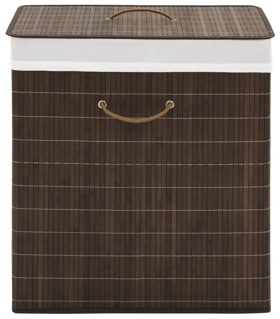 245582 vidaXL Cesto retangular para roupa suja bambu castanho escuro