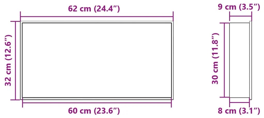 Nicho parede p/ duche 62x32x9cm aço inoxidável dourado escovada